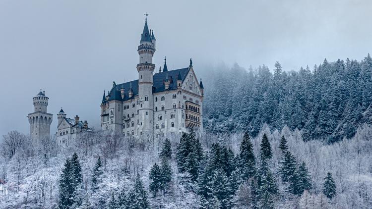 Medieval church during winter in Bavaria Germany