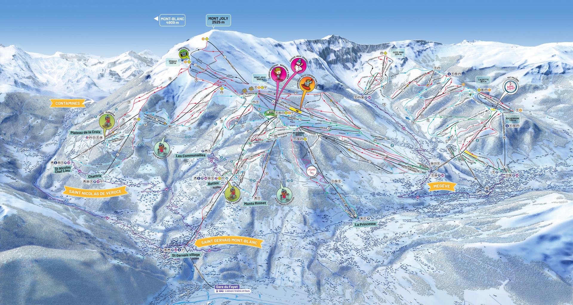 Saint Gervais ski map